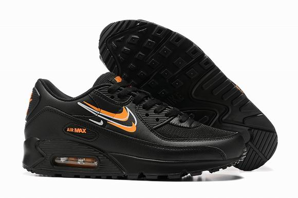 Cheap Nike Air Max 90 Black Black Orange Multi Swoosh Men's Shoes-84 - Click Image to Close
